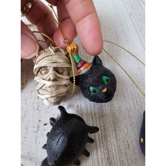 Mini Halloween ornament mummy cat skeleton tree spider ghost witch set lot - Picture 3 of 9